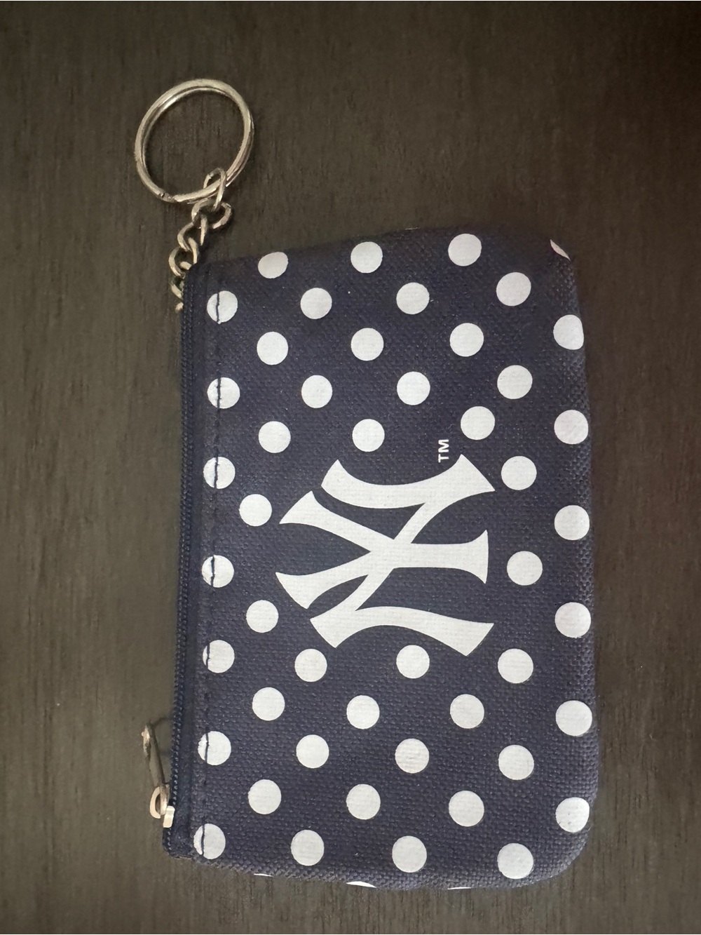New York Yankees Polka Dot Navy Zip Wallet Keychain